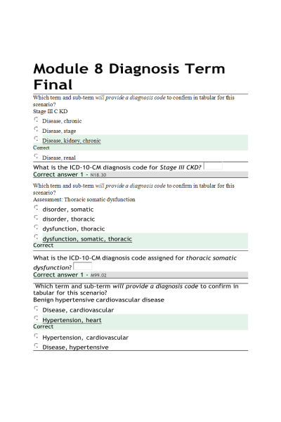 HIT 205 Module 8 Diagnosis Term Final