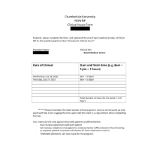 NR 601 Week 2 Clinical Hours Form