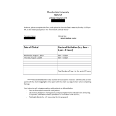 NR 601 Week 4 Clinical Hours Form