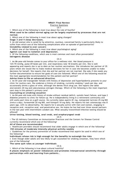 NR 601 Week 8 Final Review Practice Questions