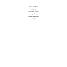 ETHC 445N Week 8 Final Paper