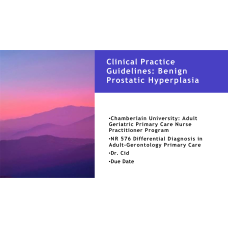 NR 576 Week 7 Assignment; Clinical Practice Guidelines; Benign Prostatic Hyperplasia Presentation
