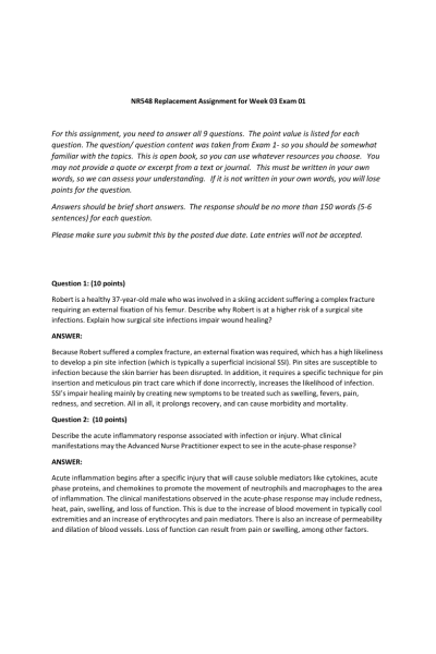 NR 548 Week 3 Replacement Assignment for Exam 1