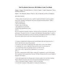 The Psychiatric Interview: 4th Edition - TestBank