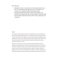 NR 351 Week 3 Discussion; Building Communication and Collaboration Skills