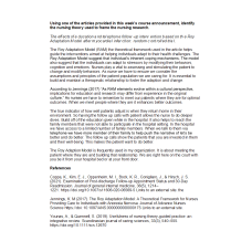 NR 715 Week 1 Discussion; The Theory- Practice Gap and Nursing Research - The Roy Adaptation Model (RAM)
