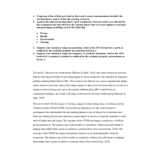 NR 715 Week 1 Discussion; The Theory-Practice Gap and Nursing Research - The Neuman Systems Model (NSM)
