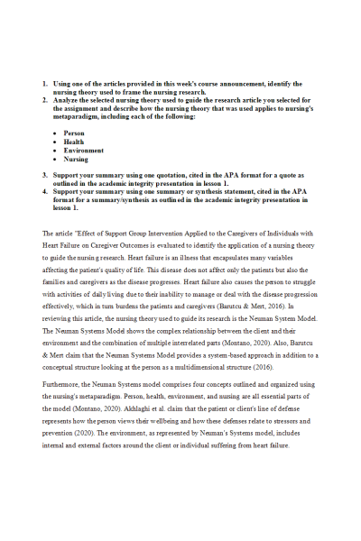 NR 715 Week 1 Discussion; The Theory-Practice Gap and Nursing Research - The Neuman Systems Model
