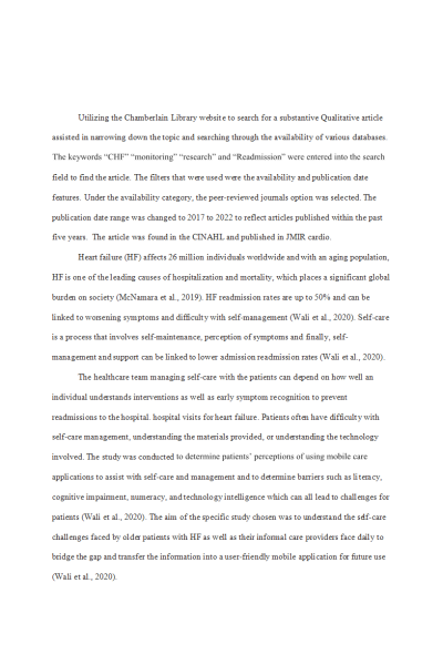 NR 715 Week 3 Discussion; Quantitative Article Critique - Heart failure (HF)