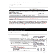 NR 715 Week 3 for Assignment; Johns Hopkins Research Evidence Appraisal Tool; Appendix E