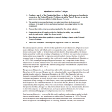 NR 715 Week 4 Discussion; Qualitative Article Critique - Depression