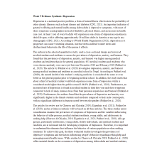 NR 715 Week 5 Assignment; Evidence Synthesis - Depression