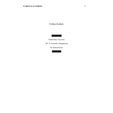 NR 715 Week 5 Assignment; Evidence Synthesis - Diabetes in children and youth
