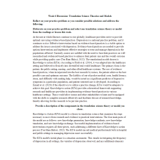 NR 715 Week 6 Discussion Translation Science Theories and Models