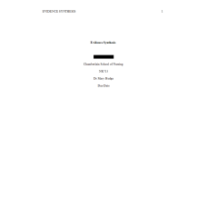 NR 715 Week 7 Assignment; Synthesis Paper