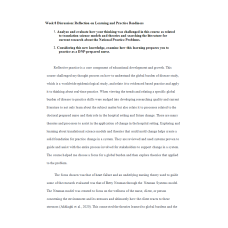 NR 715 Week 8 Discussion; Reflection on Learning and Practice Readiness
