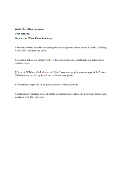 NR 547 Week 3 Quiz Summary