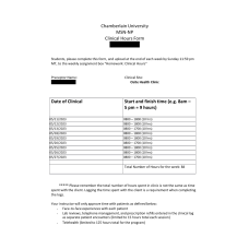 NR 601 Week 3 Homework; Clinical Hour Log