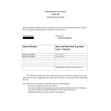 NR 601 Week 8 Homework; Clinical Hour Log