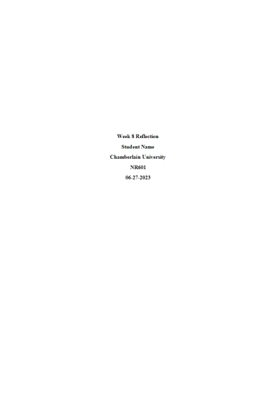 NR 601 Week 8 Reflection