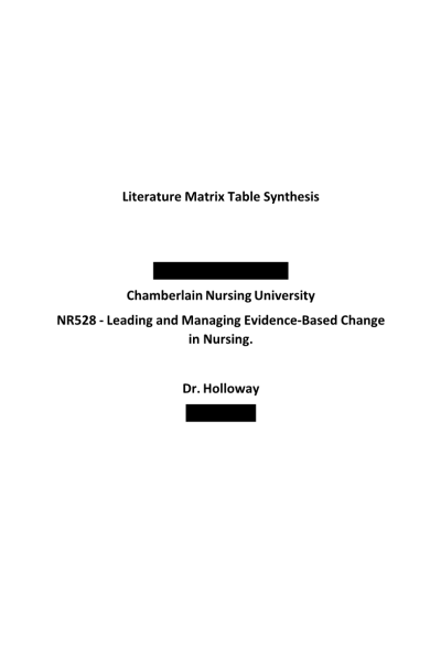 NR 528 Module 4 Assignment: Literature Matrix Table Synthesis