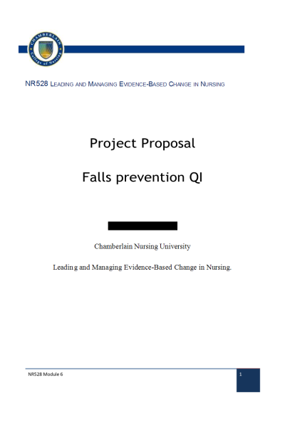 NR 528 Module 6 Assessment; Falls Prevention QI