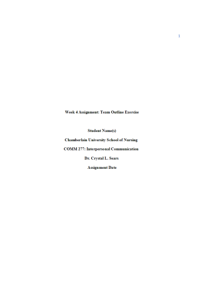 COMM 277 Week 4 Assignment; Team Outline Exercise