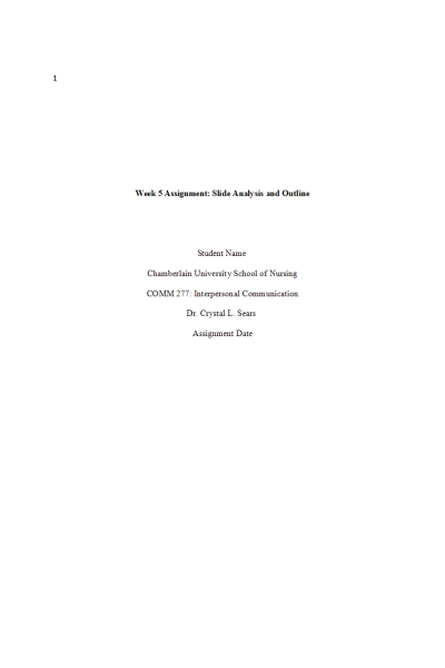COMM 277 Week 5 Assignment; Slide Analysis and Outline