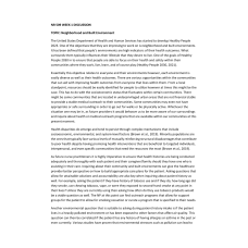 NR 509 Week 1 Discussion & Responses; Social Determinants of Health - Neighborhood and Built Environment