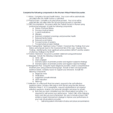 NR 509 Week 2 Assignment; iHuman Virtual Patient Encounter Practice Case and Self-Assessment