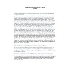 NR 509 Week 4 Discussion; Client Challenges - Adolescent client