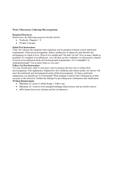 BIOS 242 Week 3 Discussion; Culturing Microorganisms - Amoeba