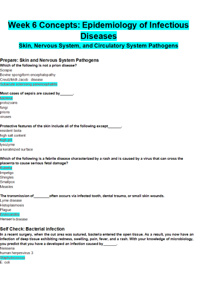 BIOS 242 Week 6 Assignment; Concepts; Epidemiology of Infectious Diseases
