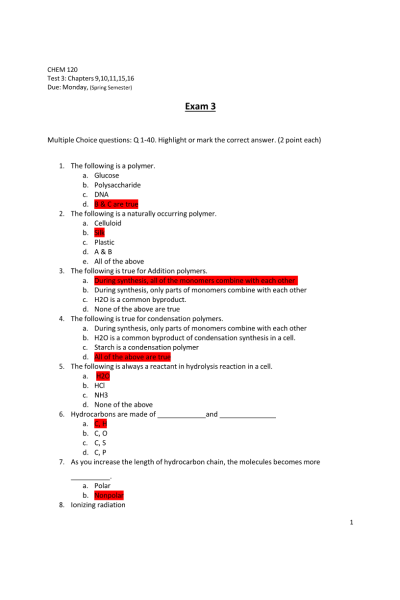 CHEM 120 Week 8 Exam 3 (Units 5, 6, and 7)