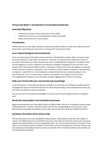 CHEM 120 Week 7 Virtual Lab; Part I, Part II, Part III