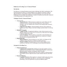 NR 576 Week 1 Reflection on Providing Care to Uninsured Patients