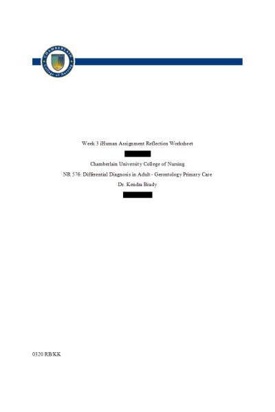 NR 576 Week 3 iHuman Assignment Reflection Worksheet