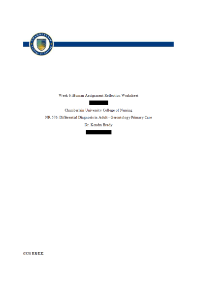NR 576 Week 6 iHuman Assignment Reflection Worksheet