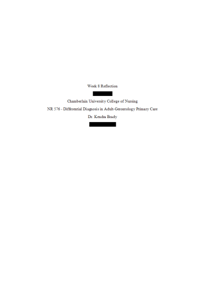NR 576 Week 8 Reflection