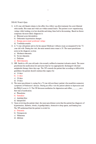 NR 601 Week 6 Quiz