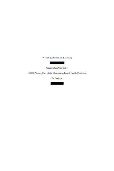 NR 601 Week 8 Assignment; Reflection on Learning