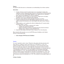 NR 715 Week 5 Discussion & Response; Evidence Synthesis