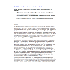NR 715 Week 6 Discussion & Response; Translation Science Theories and Models
