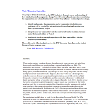 NR 715 Week 7 Discussion & Response; Stakeholders