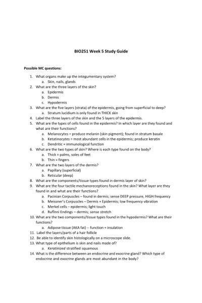 BIOS 251 Week 5 Study Guide