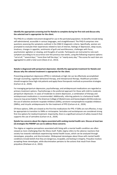 NR 606 Week 2 Discussion: Maternal Mental Health Disorders (MMHDs)