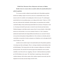 NR 606 Week 3 Discussion; Rates of Depression and Anxiety in Children