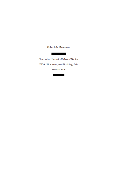 BIOS 251 Week 4 Online Lab; Microscopy