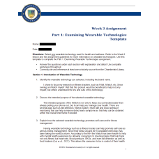 NR 361 Week 3 Assignment Part 1; Examining Wearable Technologies