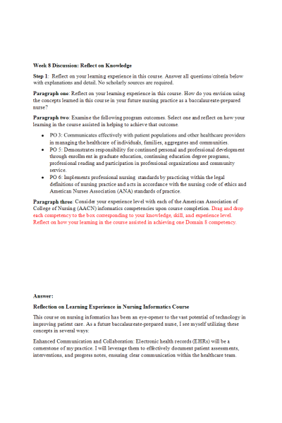 NR 361 Week 8 Discussion; Reflection on Knowledge